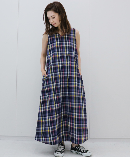 日本未入荷★CHICLINE★Vネックツーボタンフレアワンピース 薄手シースルー生地 Vネック胸元ノースリーブロングフレア