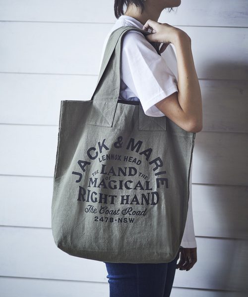 JACK & MARIE(ジャックアンドマリー)の「Simon Perini × JACK & MARIE トートバッグ(トートバッグ・レディース・ホワイト/ブラック/カーキ・ONE SIZE)」の3枚目の写真