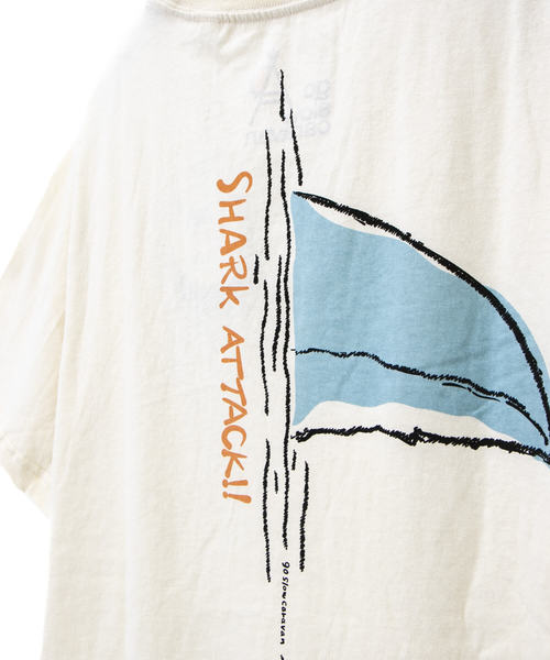 go slow caravan（ゴースローキャラバン）の「USA/Cテンジク BACKプリントムネシシュウSS TEE SHARK W（Tシャツ/カットソー・レディース・ブルー/ナチュラル・FREE）」の8枚目の写真