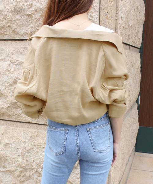 MODE ROBE（モードローブ）の「ショートリボンシャツ（シャツ/ブラウス・レディース・アイボリー/ベージュ・FREE）」の6枚目の写真