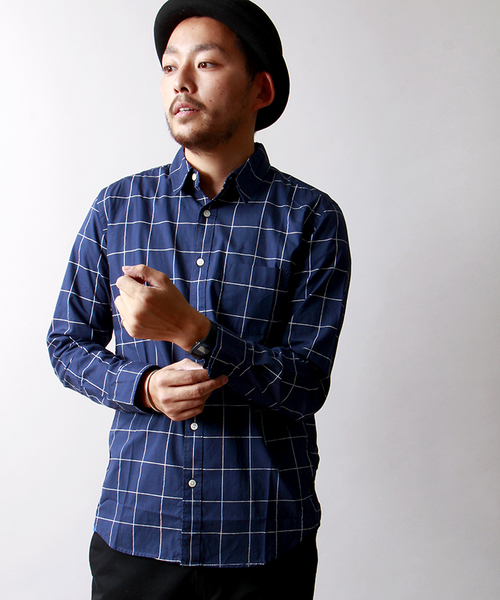 WEGO（ウィゴー）の「WEGO/ウインドウペンチェックシャツ（シャツ/ブラウス・メンズ・ネイビー/トリコロール・LARGE/MEDIUM）」の2枚目の写真