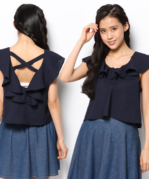 Kastane（カスタネ）の「【Kastane】BACKクロスタンク（シャツ/ブラウス・レディース・ベージュ/ホワイト/ネイビー/レッド・FREE）」の12枚目の写真