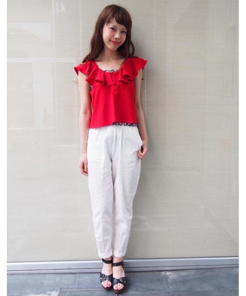 Kastane（カスタネ）の「【Kastane】BACKクロスタンク（シャツ/ブラウス・レディース・ベージュ/ホワイト/ネイビー/レッド・FREE）」の14枚目の写真