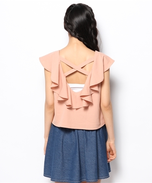 Kastane（カスタネ）の「【Kastane】BACKクロスタンク（シャツ/ブラウス・レディース・ベージュ/ホワイト/ネイビー/レッド・FREE）」の8枚目の写真