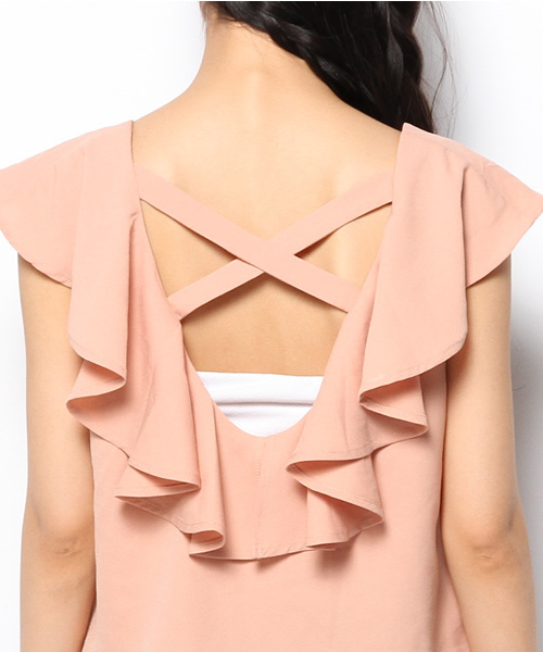 Kastane（カスタネ）の「【Kastane】BACKクロスタンク（シャツ/ブラウス・レディース・ベージュ/ホワイト/ネイビー/レッド・FREE）」の6枚目の写真