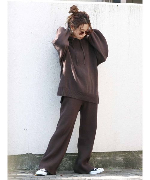 Ungrid(アングリッド)の「リブニットフレアパンツ(その他パンツ・レディース・アイボリー/ダークブラウン・FREE)」の7枚目の写真