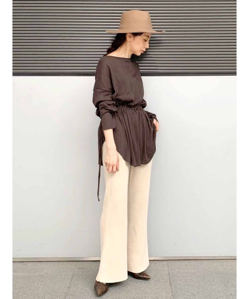 Ungrid(アングリッド)の「リブニットフレアパンツ(その他パンツ・レディース・アイボリー/ダークブラウン・FREE)」の4枚目の写真