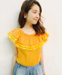 Kastane | 【Kastane】楊柳チュールオフショルダーシャツ(シャツ/ブラウス)