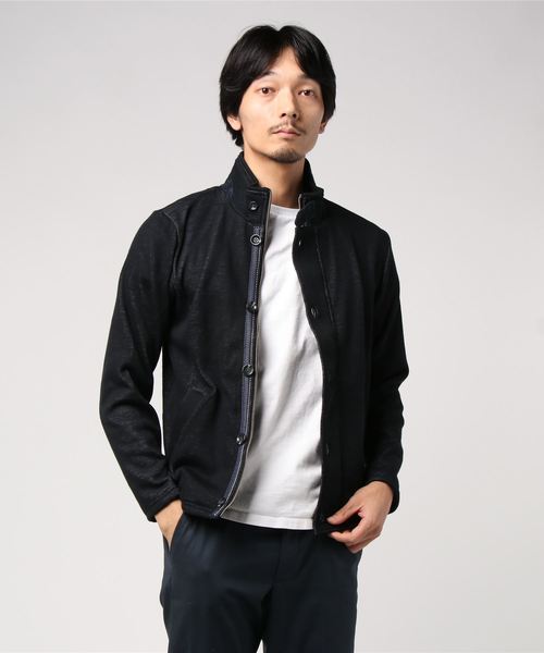 m.f.editorial(エムエフエディトリアル)の「エムエフエディトリアルメンズ/m.f.editorial:MEN ストレッチスラブ裏シャギー スタンドフルジップアウター(その他トップス)」|ネイビー