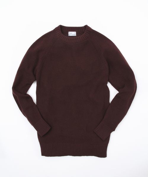 coen（コーエン）の「畦編みコットンニットプルオーバー（ニット/セーター・メンズ・ワイン/ブラック/グレー・SMALL/MEDIUM/LARGE/X-LARGE）」の3枚目の写真