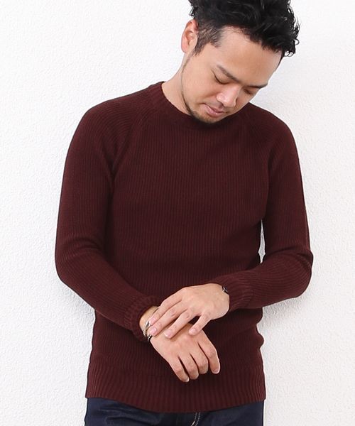 coen（コーエン）の「畦編みコットンニットプルオーバー（ニット/セーター・メンズ・ワイン/ブラック/グレー・SMALL/MEDIUM/LARGE/X-LARGE）」の17枚目の写真