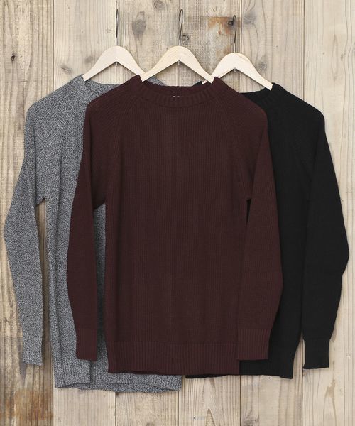 coen（コーエン）の「畦編みコットンニットプルオーバー（ニット/セーター・メンズ・ワイン/ブラック/グレー・SMALL/MEDIUM/LARGE/X-LARGE）」の4枚目の写真
