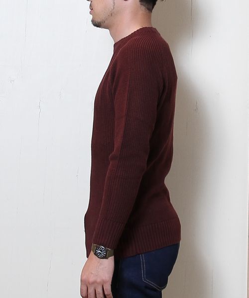 coen（コーエン）の「畦編みコットンニットプルオーバー（ニット/セーター・メンズ・ワイン/ブラック/グレー・SMALL/MEDIUM/LARGE/X-LARGE）」の12枚目の写真