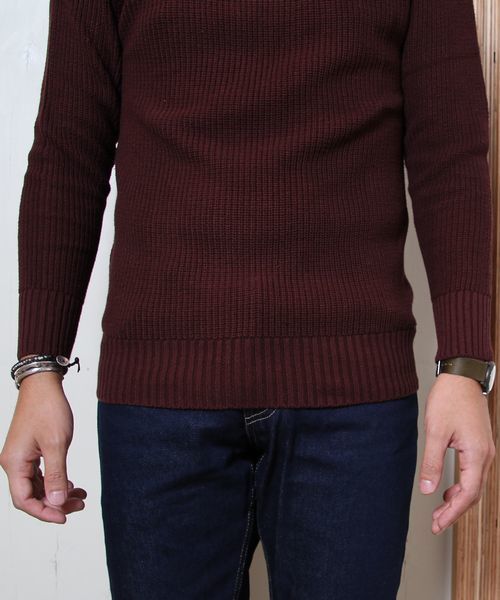 coen（コーエン）の「畦編みコットンニットプルオーバー（ニット/セーター・メンズ・ワイン/ブラック/グレー・SMALL/MEDIUM/LARGE/X-LARGE）」の10枚目の写真