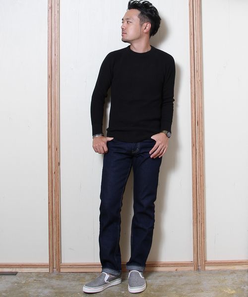 coen（コーエン）の「畦編みコットンニットプルオーバー（ニット/セーター・メンズ・ワイン/ブラック/グレー・SMALL/MEDIUM/LARGE/X-LARGE）」の7枚目の写真