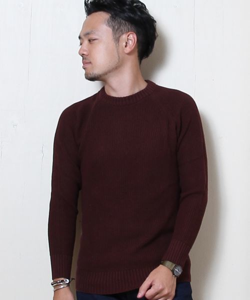 coen（コーエン）の「畦編みコットンニットプルオーバー（ニット/セーター・メンズ・ワイン/ブラック/グレー・SMALL/MEDIUM/LARGE/X-LARGE）」の13枚目の写真