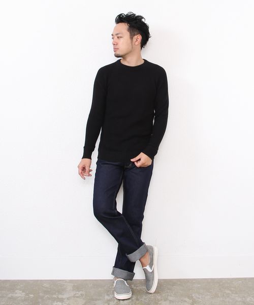 coen（コーエン）の「畦編みコットンニットプルオーバー（ニット/セーター・メンズ・ワイン/ブラック/グレー・SMALL/MEDIUM/LARGE/X-LARGE）」の16枚目の写真