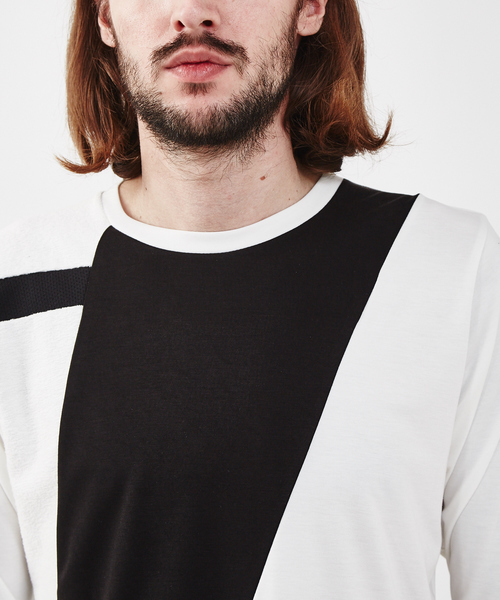 5351 POUR LES HOMMES(ゴーサンゴーイチプールオム)の「異素材スラッシュボーダーZプルオーバー(Tシャツ/カットソー・メンズ・ホワイト/ブラック・44/46/48/50)」の6枚目の写真