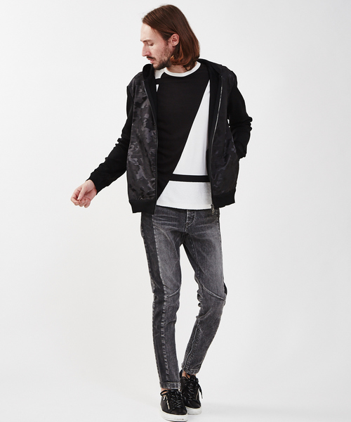 5351 POUR LES HOMMES(ゴーサンゴーイチプールオム)の「異素材スラッシュボーダーZプルオーバー(Tシャツ/カットソー・メンズ・ホワイト/ブラック・44/46/48/50)」の10枚目の写真