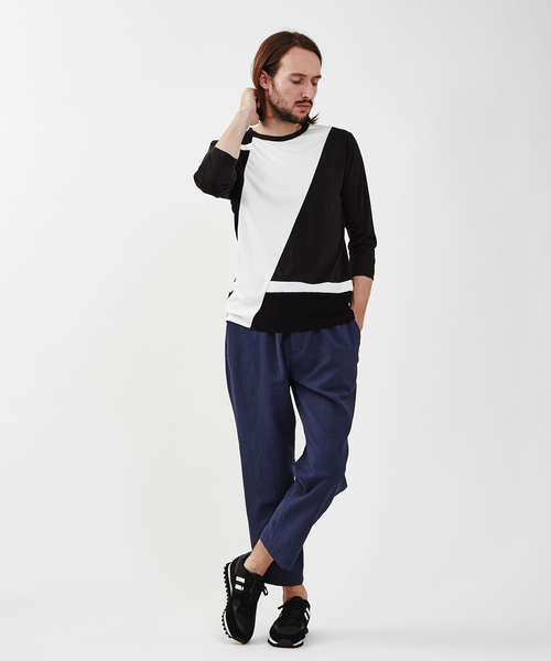 5351 POUR LES HOMMES(ゴーサンゴーイチプールオム)の「異素材スラッシュボーダーZプルオーバー(Tシャツ/カットソー・メンズ・ホワイト/ブラック・44/46/48/50)」の11枚目の写真