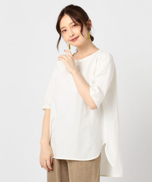 Rie Miller(リエミラー)の「強撚天竺ラウンドテールTシャツ(Tシャツ/カットソー・レディース・ブラウン/ライトパープル/セージグリーン/ホワイト・FREE)」の1枚目の写真