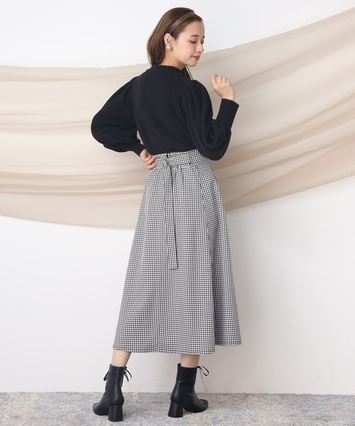 one after another NICE CLAUP（ワンアフターアナザーナイスクラップ）の「Dカンベルトフレアスカート（スカート・レディース・ブラック/オレンジ/アイボリー/チェック・FREE）」の9枚目の写真