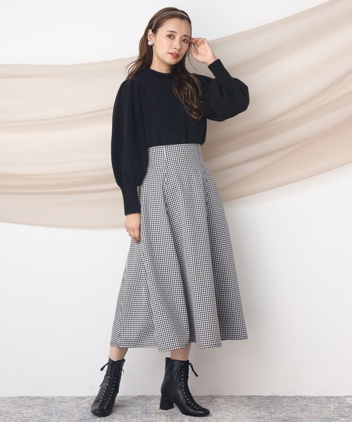 one after another NICE CLAUP（ワンアフターアナザーナイスクラップ）の「Dカンベルトフレアスカート（スカート・レディース・ブラック/オレンジ/アイボリー/チェック・FREE）」の10枚目の写真