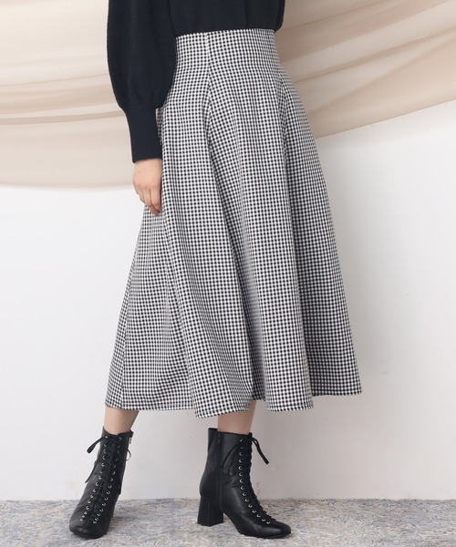 one after another NICE CLAUP（ワンアフターアナザーナイスクラップ）の「Dカンベルトフレアスカート（スカート・レディース・ブラック/オレンジ/アイボリー/チェック・FREE）」の7枚目の写真