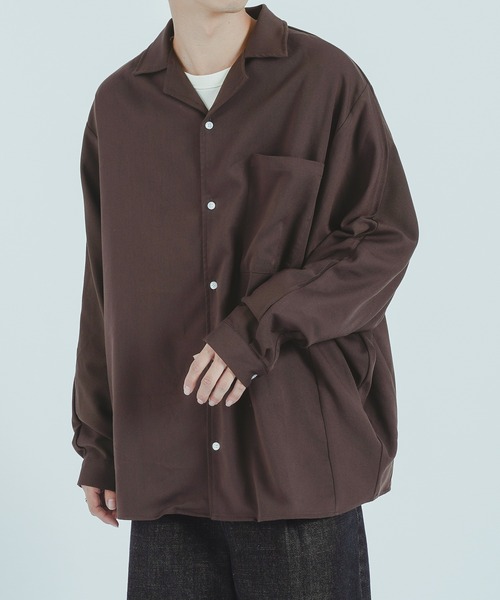 epnok（エプノック）の「ドルマンオープンカラーシャツ（シャツ/ブラウス・メンズ・ダークブラウン/ネイビー・MEDIUM/LARGE）」の3枚目の写真