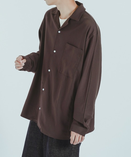 epnok（エプノック）の「ドルマンオープンカラーシャツ（シャツ/ブラウス・メンズ・ダークブラウン/ネイビー・MEDIUM/LARGE）」の4枚目の写真