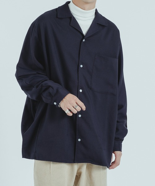 epnok（エプノック）の「ドルマンオープンカラーシャツ（シャツ/ブラウス・メンズ・ダークブラウン/ネイビー・MEDIUM/LARGE）」の13枚目の写真