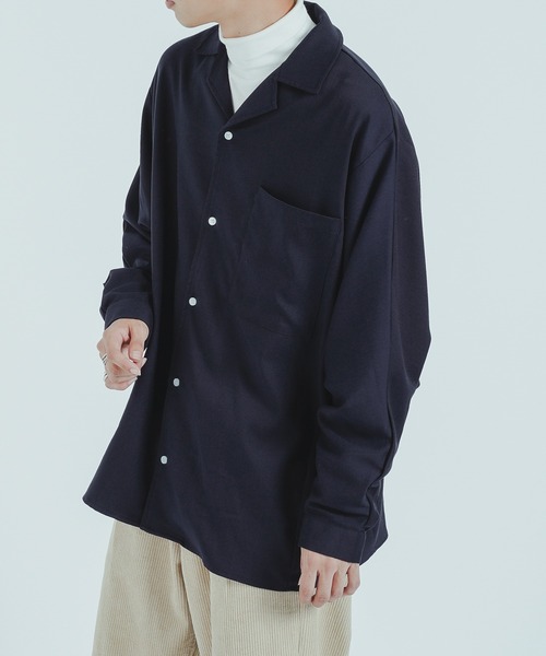 epnok（エプノック）の「ドルマンオープンカラーシャツ（シャツ/ブラウス・メンズ・ダークブラウン/ネイビー・MEDIUM/LARGE）」の14枚目の写真