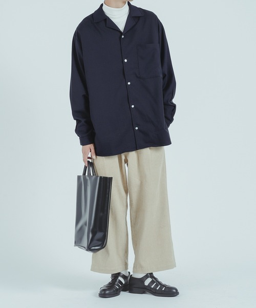 epnok（エプノック）の「ドルマンオープンカラーシャツ（シャツ/ブラウス・メンズ・ダークブラウン/ネイビー・MEDIUM/LARGE）」の17枚目の写真