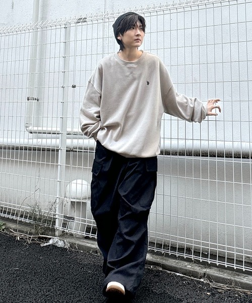 U.S. POLO ASSN.（ユーエスポロアッスン）の「【U.S. POLO ASSN.】別注 ワンポイント刺繍 ビッグシルエット プルオーバースウェット ユニセックス（スウェット・メンズ・ブラック/ホワイト/オレンジ/サックスブルー/ブラウン/ベージュ/グリーン/ピンク/アイボリー/ミント・M/L）」の21枚目の写真