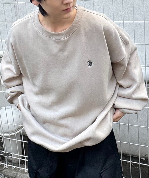 U.S. POLO ASSN.（ユーエスポロアッスン）の「【U.S. POLO ASSN.】別注 ワンポイント刺繍 ビッグシルエット プルオーバースウェット ユニセックス（スウェット・メンズ・ブラック/ホワイト/オレンジ/サックスブルー/ブラウン/ベージュ/グリーン/ピンク/アイボリー/ミント・M/L）」の20枚目の写真