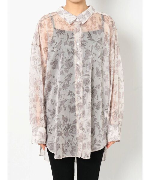 MURUA（ムルーア）の「ボリュームシアーフラワーシャツ（シャツ/ブラウス・レディース・アイボリー/ブラウン・FREE）」の11枚目の写真