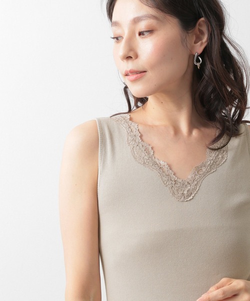 LEPSIM（レプシィム）の「抗菌レースインナータンク　924814（タンクトップ・レディース・チャコールグレー/オフホワイト/グレイッシュベージュ・MEDIUM/LARGE）」の3枚目の写真