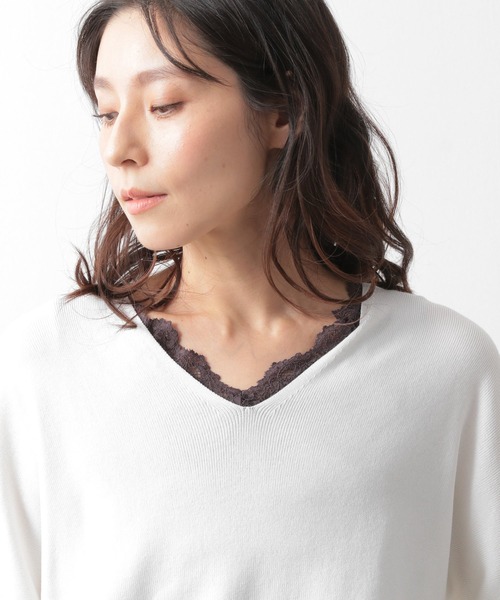 LEPSIM（レプシィム）の「抗菌レースインナータンク　924814（タンクトップ・レディース・チャコールグレー/オフホワイト/グレイッシュベージュ・MEDIUM/LARGE）」の4枚目の写真