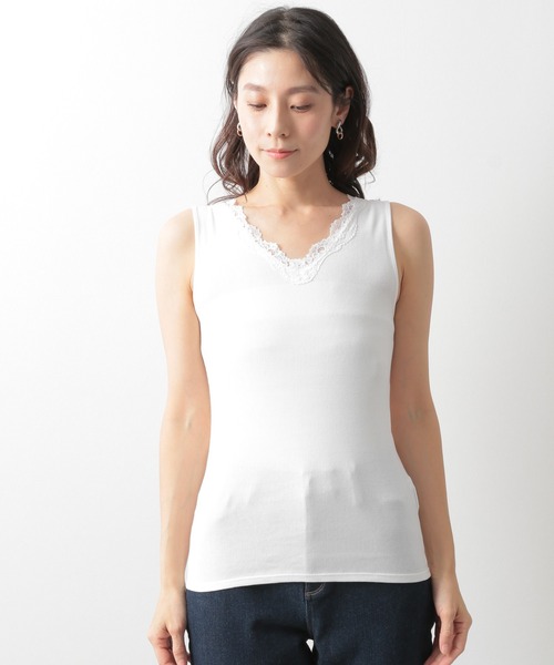LEPSIM（レプシィム）の「抗菌レースインナータンク　924814（タンクトップ・レディース・チャコールグレー/オフホワイト/グレイッシュベージュ・MEDIUM/LARGE）」の7枚目の写真