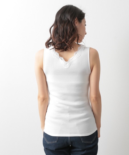 LEPSIM（レプシィム）の「抗菌レースインナータンク　924814（タンクトップ・レディース・チャコールグレー/オフホワイト/グレイッシュベージュ・MEDIUM/LARGE）」の9枚目の写真