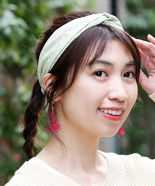 チチカカ(チチカカ)の「ムジボリュームヘアバンド(ヘアバンド・レディース・ブラック/オフホワイト/ライトグリーン・FREE)」の3枚目の写真