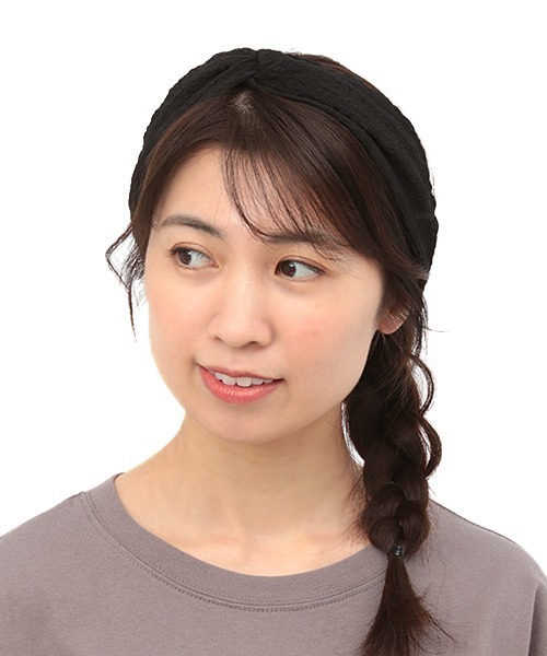 チチカカ(チチカカ)の「ムジボリュームヘアバンド(ヘアバンド・レディース・ブラック/オフホワイト/ライトグリーン・FREE)」の2枚目の写真