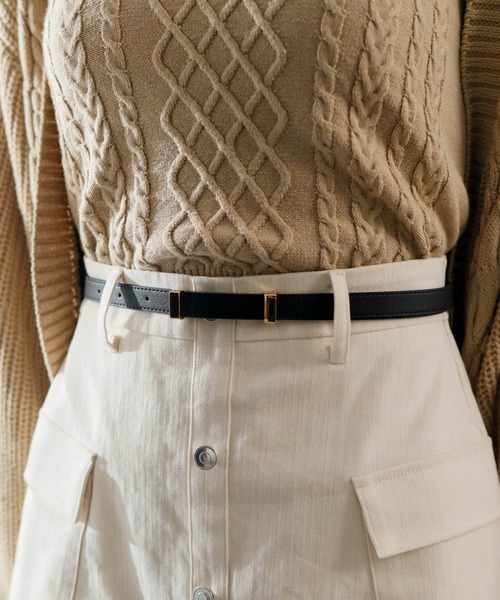 LIPSERVICE（リップサービス）の「シンプルデザインベルト（ベルト・レディース・ブラック/アイボリー・FREE）」の2枚目の写真