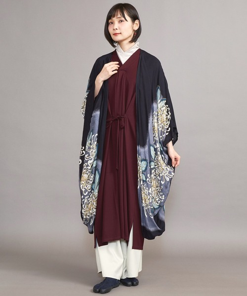 カヤ（カヤ）の「【カヤ】花笑み振袖羽織り UVロングカーディガン（カーディガン/ボレロ・レディース・ホワイト/ブラック/ベージュ/ネイビー/パープル/グリーン系その他/ライトピンク/パープル系その他・FREE）」の3枚目の写真