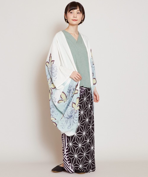 カヤ（カヤ）の「【カヤ】花笑み振袖羽織り UVロングカーディガン（カーディガン/ボレロ・レディース・ホワイト/ブラック/ベージュ/ネイビー/パープル/グリーン系その他/ライトピンク/パープル系その他・FREE）」の15枚目の写真