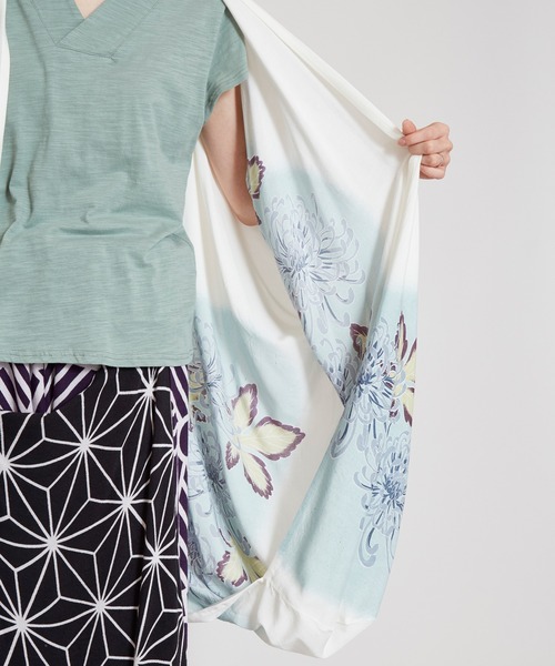 カヤ（カヤ）の「【カヤ】花笑み振袖羽織り UVロングカーディガン（カーディガン/ボレロ・レディース・ホワイト/ブラック/ベージュ/ネイビー/パープル/グリーン系その他/ライトピンク/パープル系その他・FREE）」の12枚目の写真