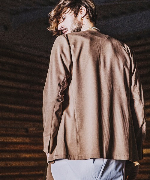 NO ID.(ノーアイディ)の「mj7815- ノーカラー1B-JKT ジャケット(ノーカラージャケット・メンズ・ワイン/ベージュ/ブラック・1/2)」の8枚目の写真