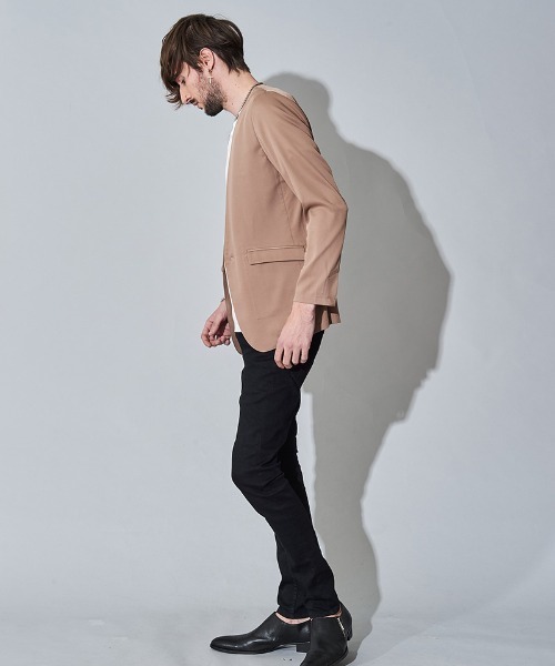 NO ID.(ノーアイディ)の「mj7815- ノーカラー1B-JKT ジャケット(ノーカラージャケット・メンズ・ワイン/ベージュ/ブラック・1/2)」の14枚目の写真