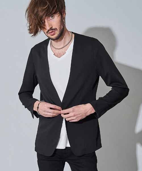NO ID.(ノーアイディ)の「mj7815- ノーカラー1B-JKT ジャケット(ノーカラージャケット・メンズ・ワイン/ベージュ/ブラック・1/2)」の17枚目の写真