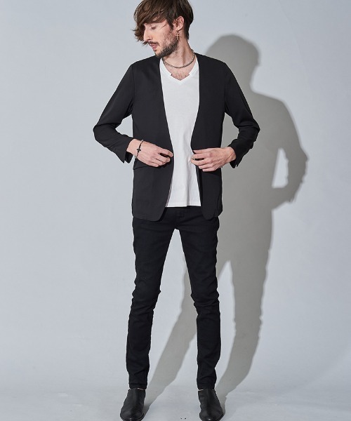 NO ID.(ノーアイディ)の「mj7815- ノーカラー1B-JKT ジャケット(ノーカラージャケット・メンズ・ワイン/ベージュ/ブラック・1/2)」の18枚目の写真